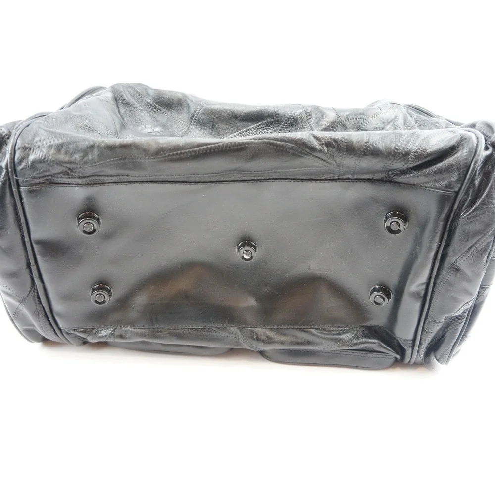 GC‎ Pioneer Express Black Patchwork Leather Duffel Bag Travel Weekender Carry On